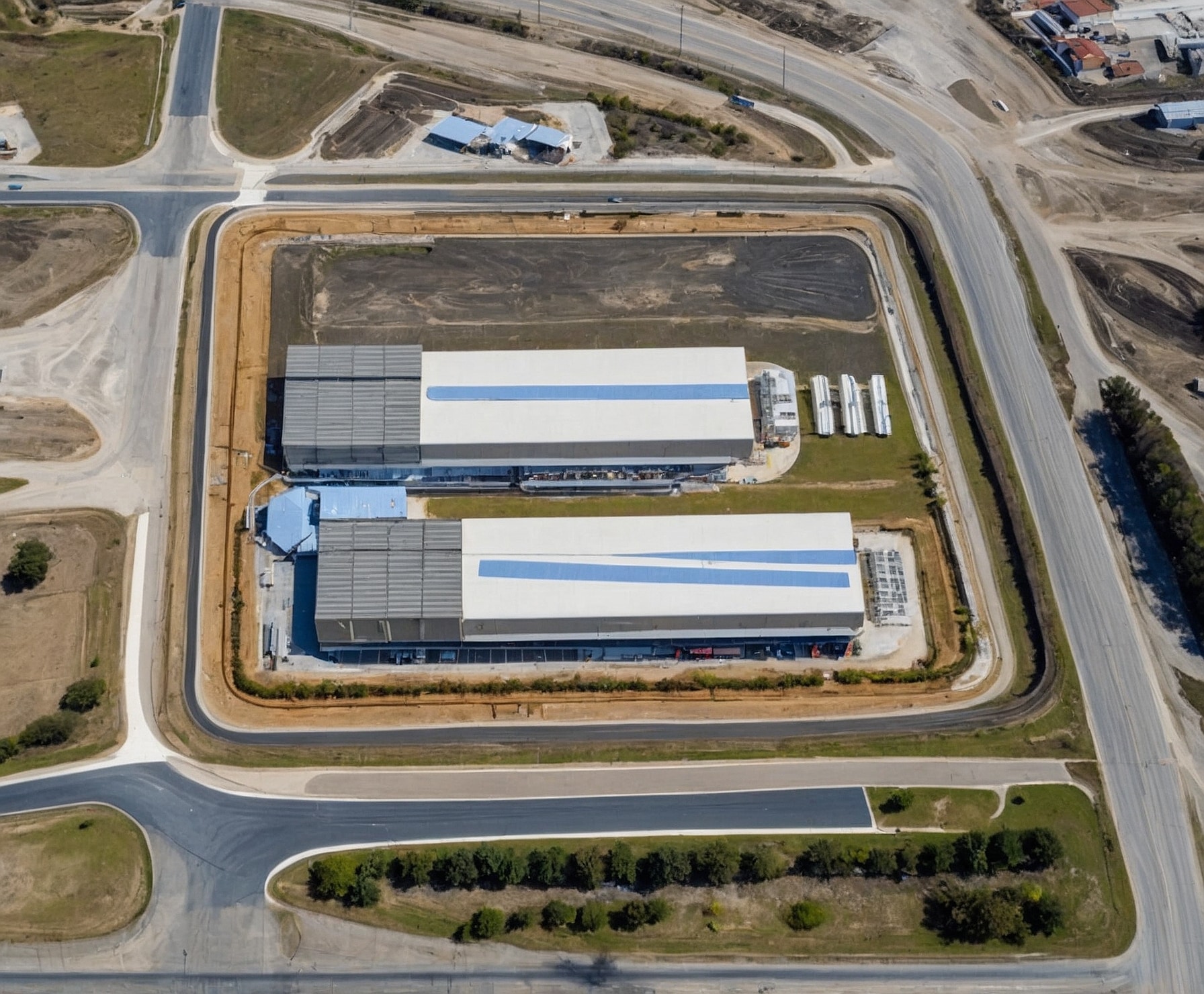 Vista aérea de inspección de infraestructura.
